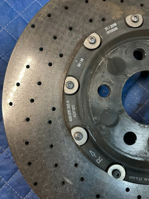 2017 2018 2020 2021 2022 2023 AUDI R8 PLUS FRONT RIGHT CARBON CERAMIC ROTOR OEM