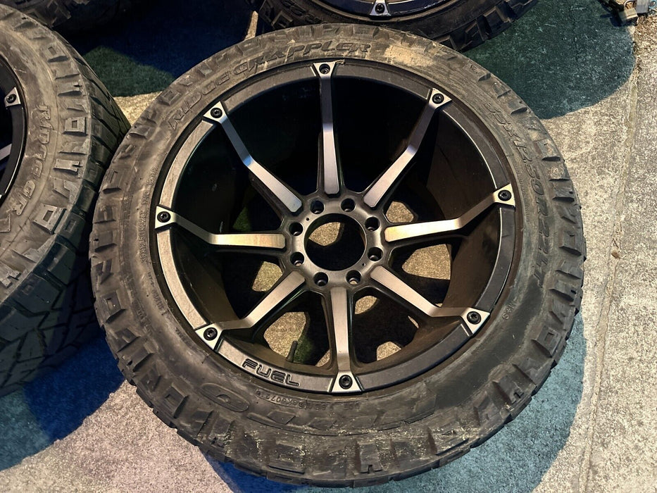 22X12 FUEL RIMS 35X12.50R22LT NITTO RIDGE GRAPPLER TIRES 8X170 F250 F350