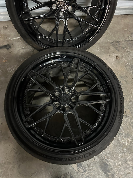 2021 AUDI R8 21X12 5X112 ANRKY REAR WHEELS RIMS PAIR TIRE GENUINE OEM ~CURBRASH~