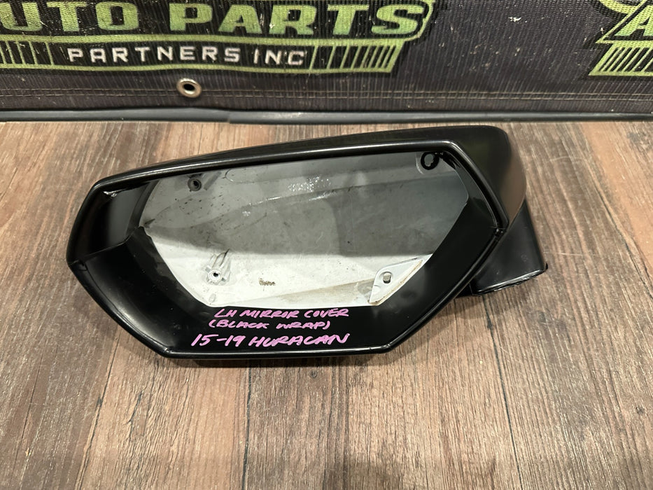 2015-2019 LAMBORGHINI HURACAN DRIVER LEFT MIRROR COVER SHELL OEM *BLACK WRAP*