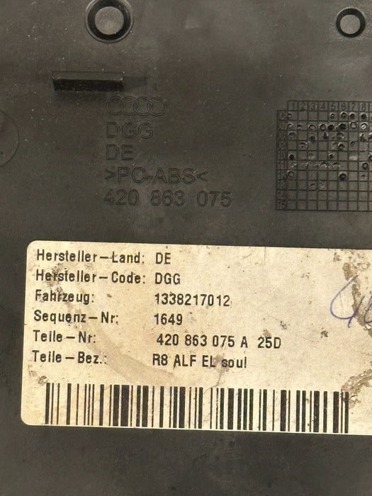 2014 AUDI R8 CENTER CONSOLE LEATHER STORAGE COMPARTMENT OEM 420 863 075 B ~FLAW~