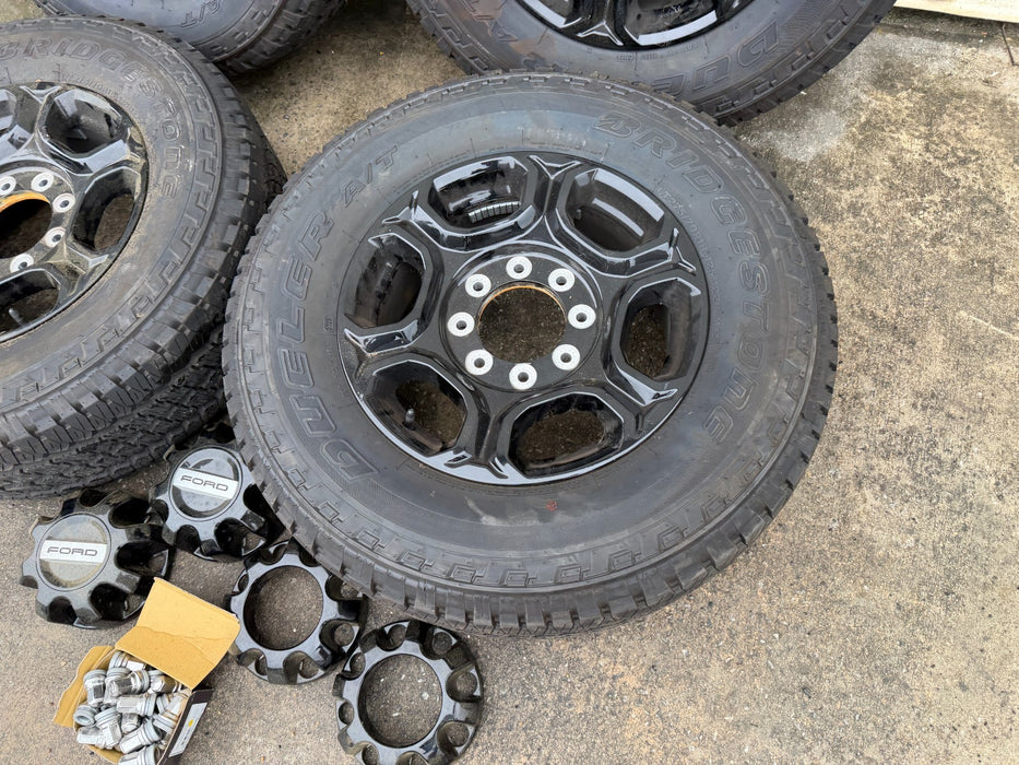 Ford F250 Take Off WHEELS TIRES BLACK RIMS LT275/70R18 BRIDGESTONE DUELER A/T