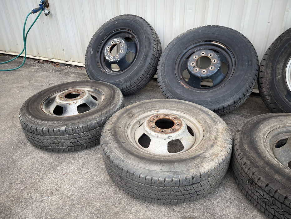 DODGE RAM 3500 8X6.5 8X165.1 DUALLY DRW WHEELS RIMS TIRES (6) SET OEM STEEL