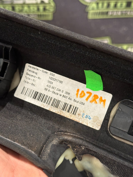 2014 AUDI R8 PLUS ALCANTARA INTERIOR A PILLAR TRIMS SUN VISORS OEM GENUINE