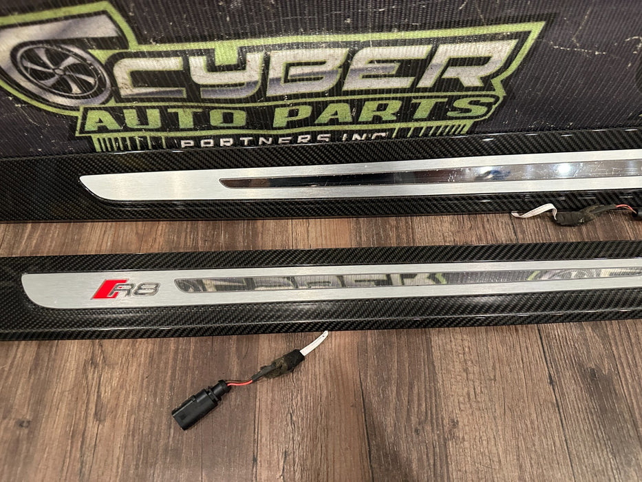 2021 AUDI R8 INTERIOR CARBON FIBER LEFT RIGHT KICK SCUFF PLATES OEM *READ*