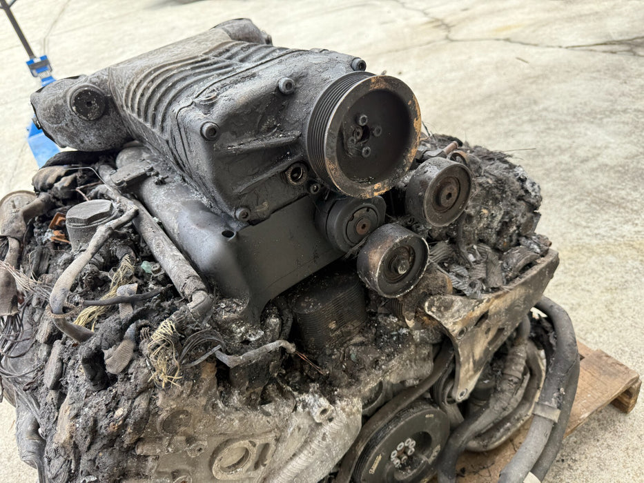 2014 AUDI R8 5.2L V10 ENGINE TRANSMISSION ESS SUPERCHARGER *BURNT* -BUILT BLOCK-