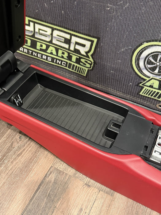 2014 PORSCHE 911 TURBO S 991 RED CENTER CONSOLE W/ LID OEM *COSMETIC FLAW #14*