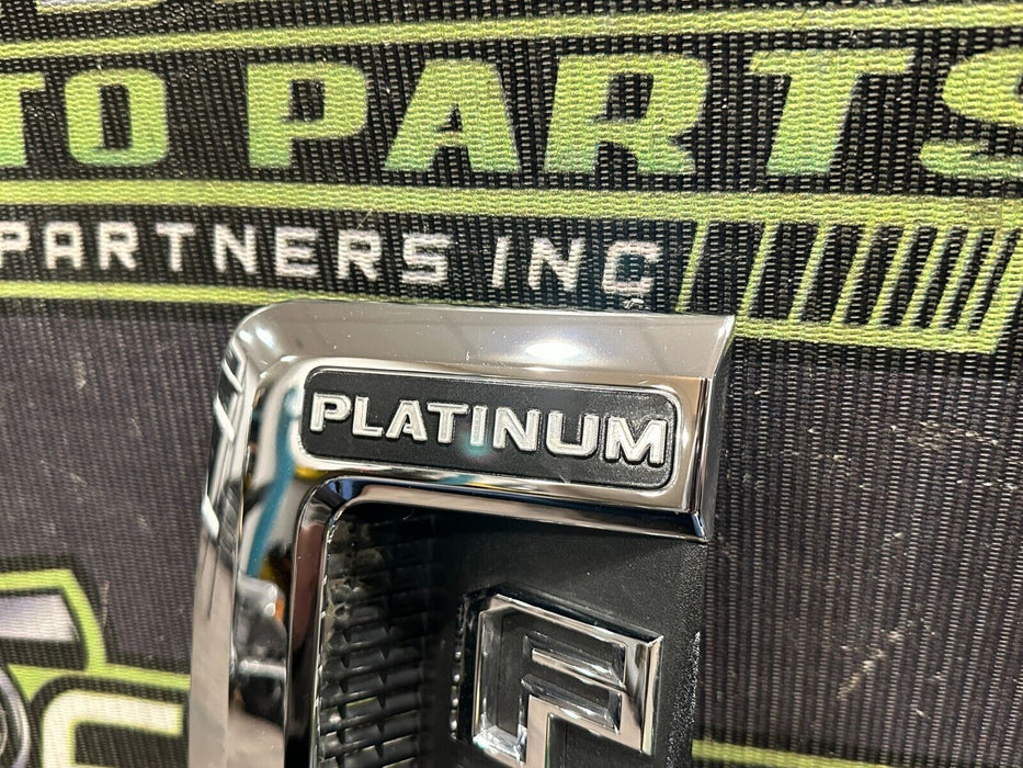 2017-2019 FORD F350 PLATINUM DRIVER LEFT CHROME FENDER EMBLEM OEM *RESIDUE