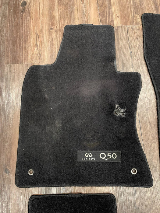 2017 INFINITI Q50 RED SPORT INTERIOR FRONT & REAR FLOOR CARPET MATS OEM *HOLE*