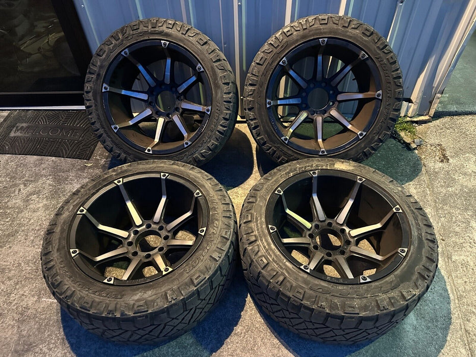 22X12 FUEL RIMS 35X12.50R22LT NITTO RIDGE GRAPPLER TIRES 8X170 F250 F350