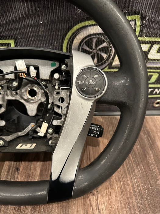 2014 TOYOTA PRIUS V BLACK LEATHER STEERING WHEEL OEM *WEAR* (READ DESCRIPTION)