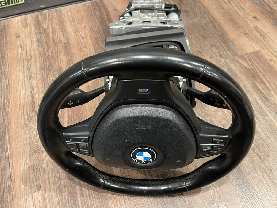 2011 BMW 550i F10 5 SERIES STEERING WHEEL & COLUMN ASSEMBLY W TRIMS OEM WEAR/REA
