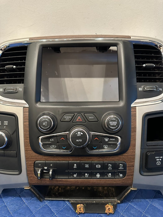 2017 DODGE RAM 2500 CENTER DASH CLIMATE CONTROL WOOD TRIM BEZEL ASSEMBLY OEM L78