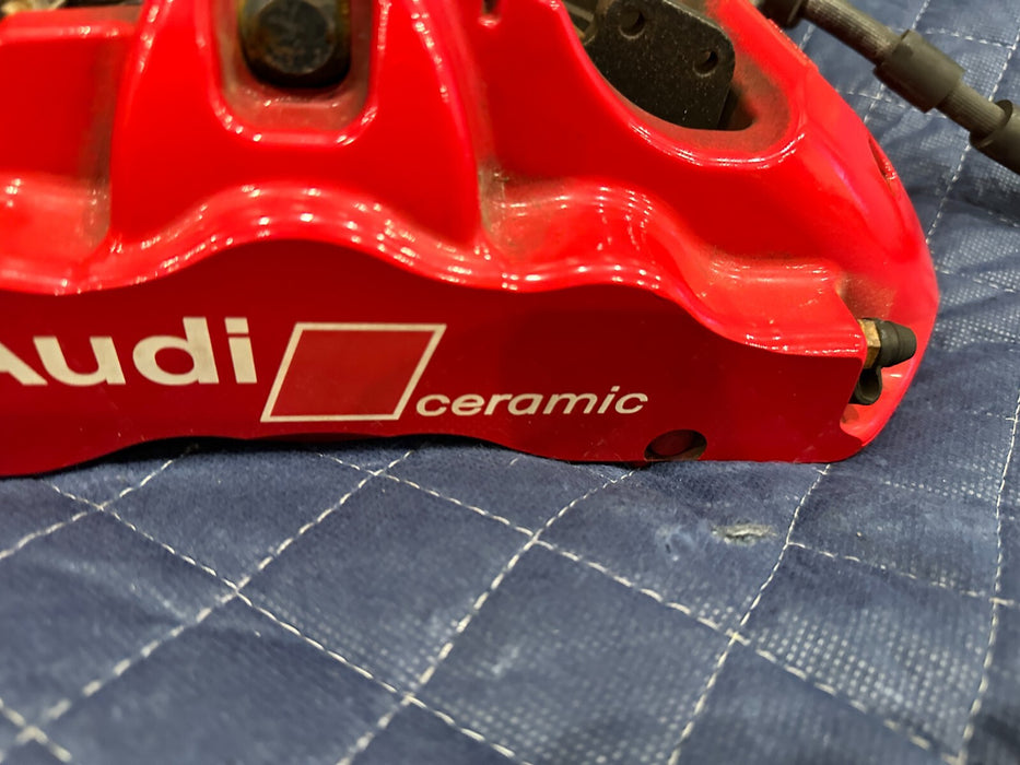 2021 AUDI R8 FRONT RIGHT CARBON CERAMIC BRAKE CALIPER RED OEM 4S0615106