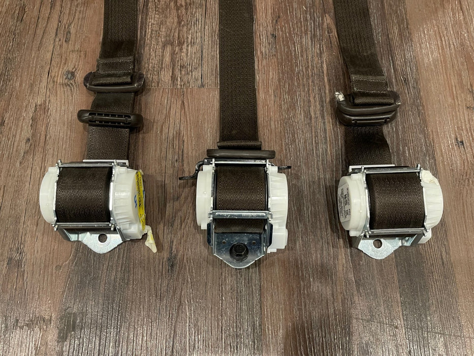2017-2019 FORD F250 F350 REAR LEFT MIDDLE RIGHT BROWN SEATBELTS OEM *CUT BELTS*