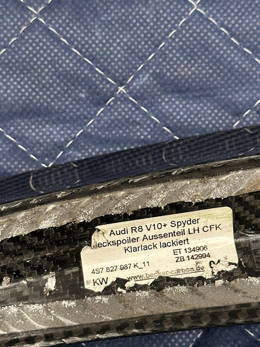 2017-2023 AUDI R8 SPYDER CONVERTIBLE CARBON FIBER SPOILER LEFT OEM 4S7 827 987 K
