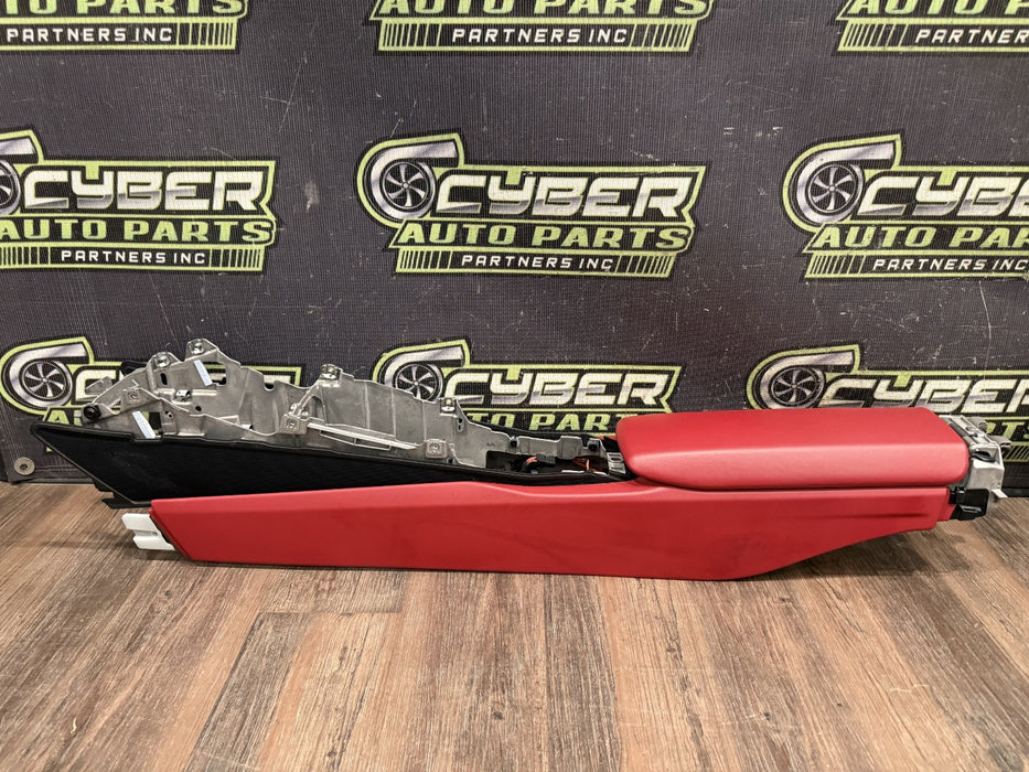 2014 PORSCHE 911 TURBO S 991 RED CENTER CONSOLE W/ LID OEM *COSMETIC FLAW #14*