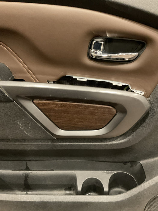2016 NISSAN TITAN XD PLATINUM RESERVE FRONT LEFT DOOR PANEL WOOD LEATHER OEM