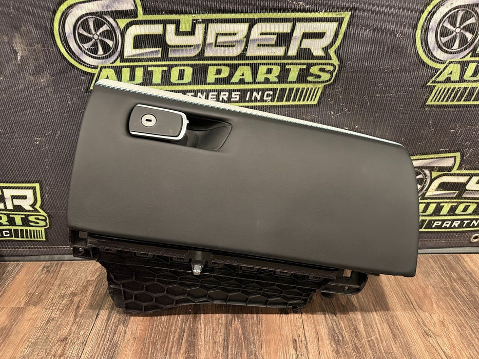2020 BMW M4 F82 LEATHER GLOVE BOX STORAGE COMPARTMENT W BLUE STITCHING OEM