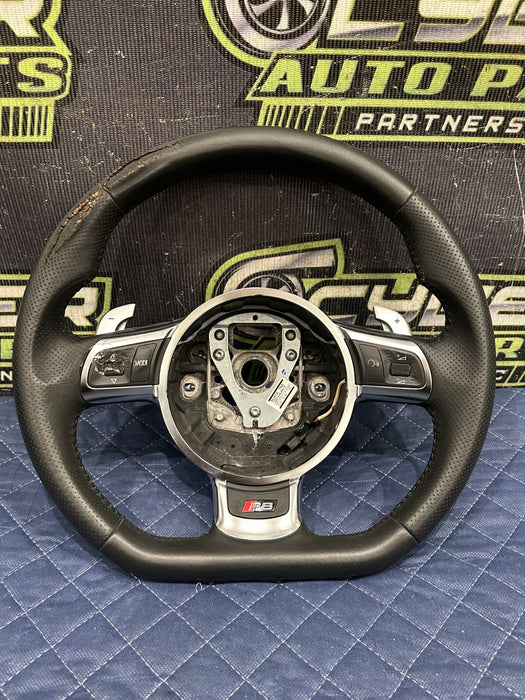 2014 AUDI R8 V10 BLACK LEATHER STEERING WHEEL W PADDLE SHIFTER OEM ~FLAW!!~