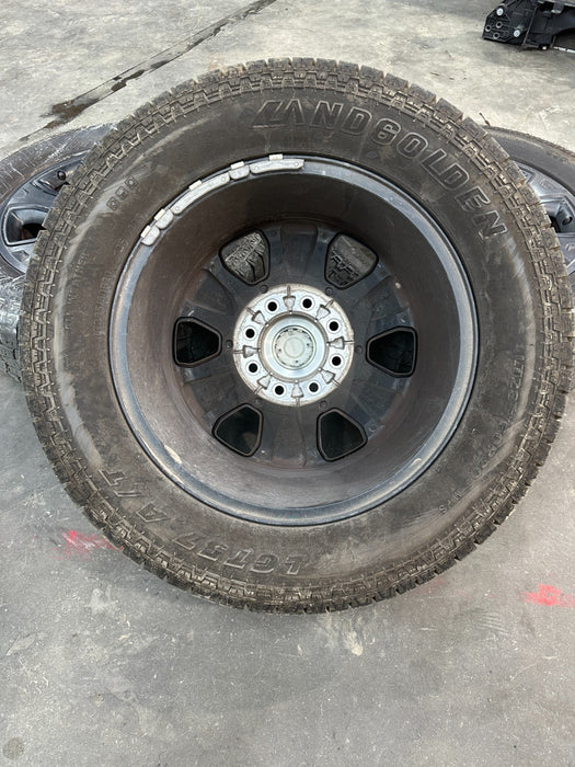 DODGE RAM WHEELS RIMS TIRES 20X8 LANDGOLDEN 285/60 R20 LGT57 A/T 8X165