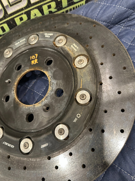 2014 AUDI R8 REAR RIGHT PASSENGER CARBON CERAMIC BRAKE ROTOR OEM 420 615 602 F