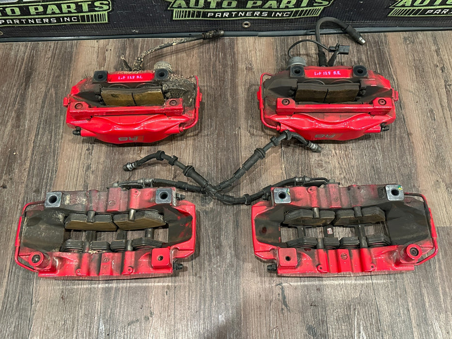 2017 AUDI R8 RED BRAKE CALIPER SET OEM *PAINT CHIPS 9,10*