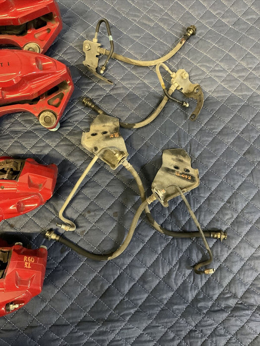 2017 INFINITI Q50 RED SPORT CALIPERS W/ FRONT REAR BRAKE LINES & ROTORS (4) OEM