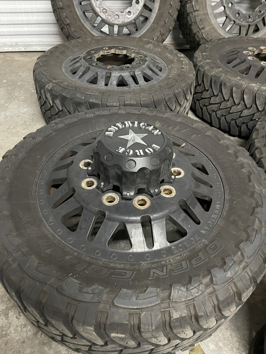 FORD F350 AMERICAN FORCE DUALLY WHEELS WITH ADAPTERS 22 INCH RIMS 37 INCH TIRES