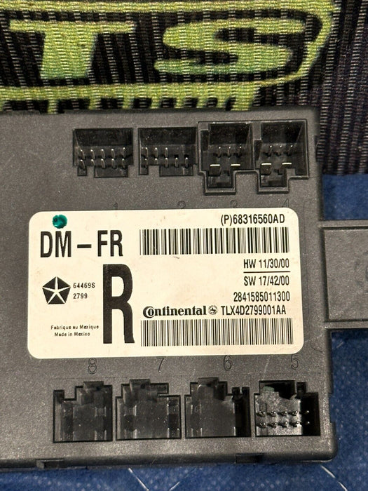 2018 DODGE CHARGER FRONT RIGHT PASSENGER DOOR MODULE 68316560AD