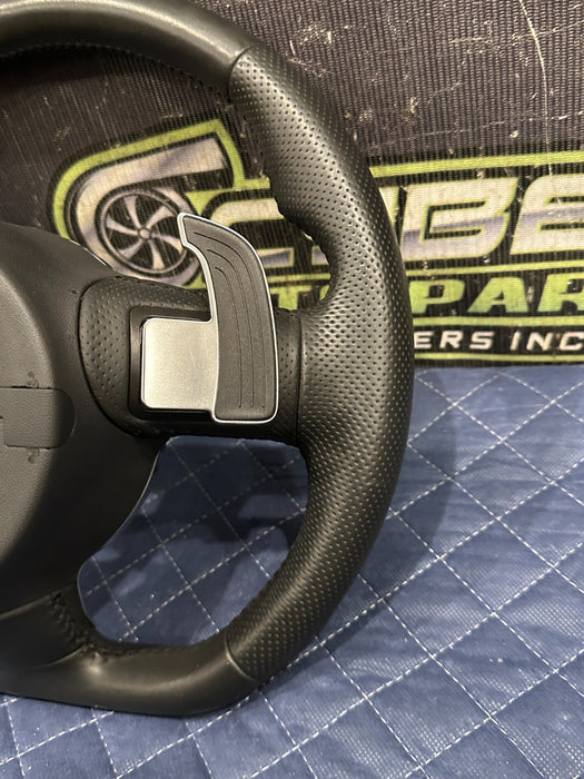 2014 AUDI R8 V10 BLACK LEATHER STEERING WHEEL W PADDLE SHIFTER OEM ~FLAW!!~