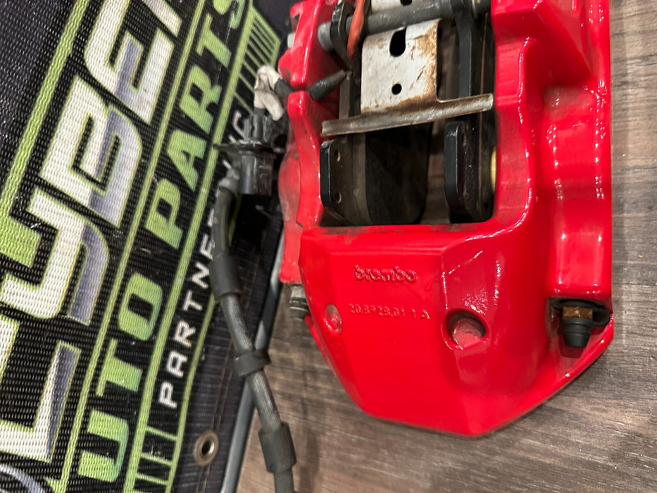 2021 AUDI R8 FRONT LEFT DRIVER RED CARBON CERAMIC BRAKE CALIPER OEM