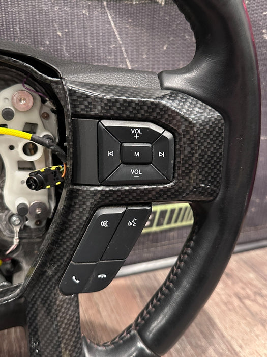 2017-2019 FORD F250 F350 F450 CARBON FIBER STEERING WHEEL OEM *FAULT/PARTS ONLY*