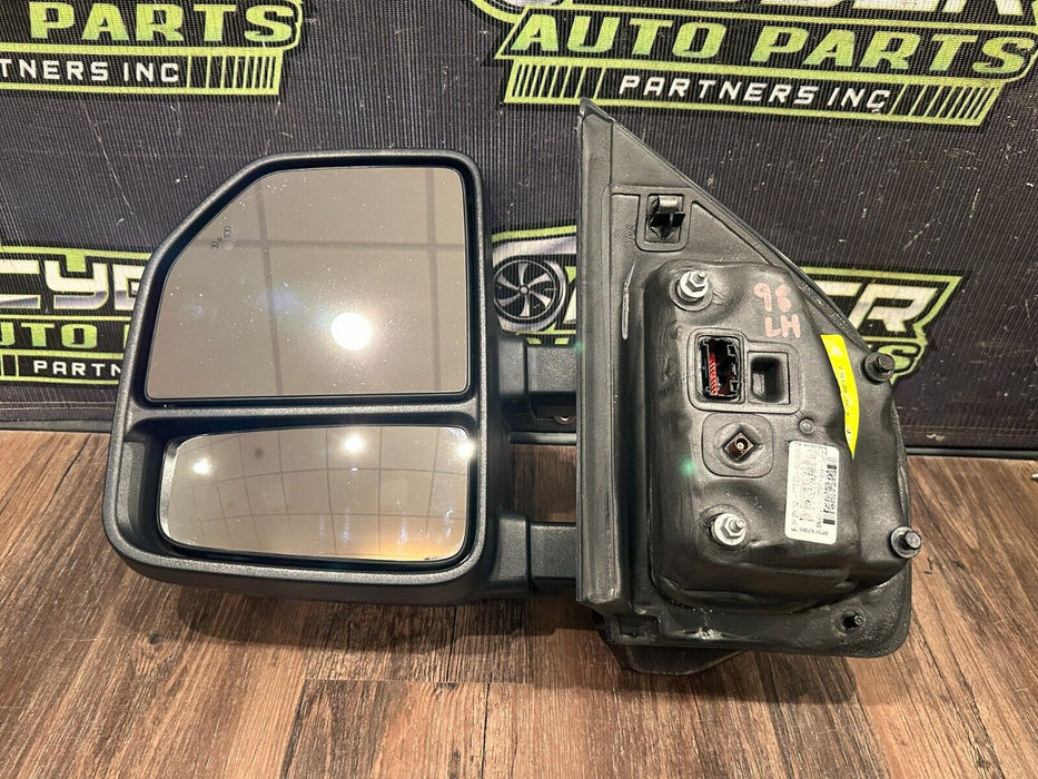 2017-19 FORD F250 F350 F450 LEFT TOW MIRROR W CAMERA OEM *BURN DAMAGE/SCUFFS*