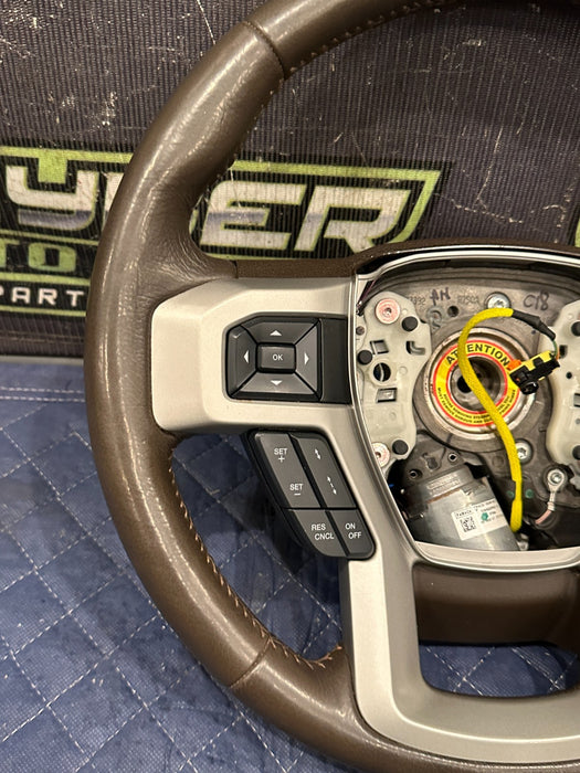 2017-2019 FORD F250 F350 F450 KING RANCH BROWN STEERING WHEEL OEM *HAS FAULT*