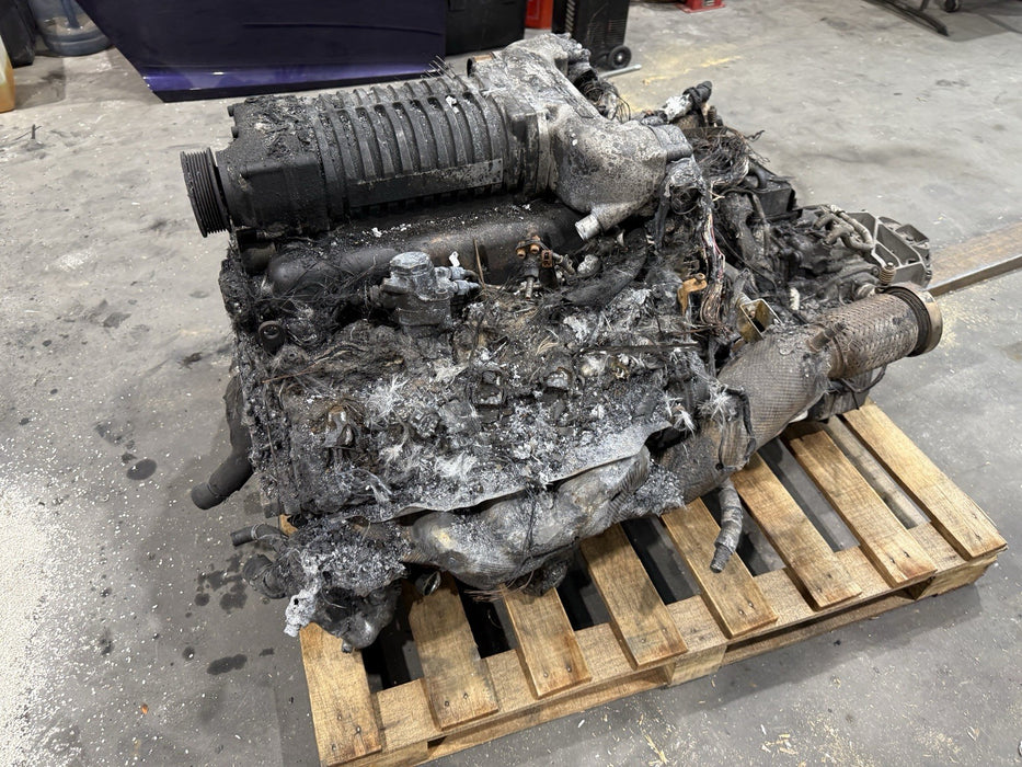 2014 AUDI R8 5.2L V10 ENGINE TRANSMISSION ESS SUPERCHARGER *BURNT* -BUILT BLOCK-