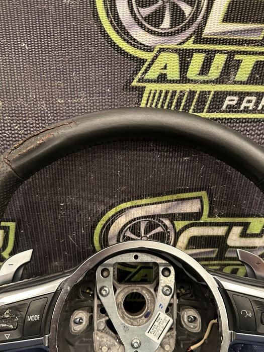 2014 AUDI R8 V10 BLACK LEATHER STEERING WHEEL W PADDLE SHIFTER OEM ~FLAW!!~