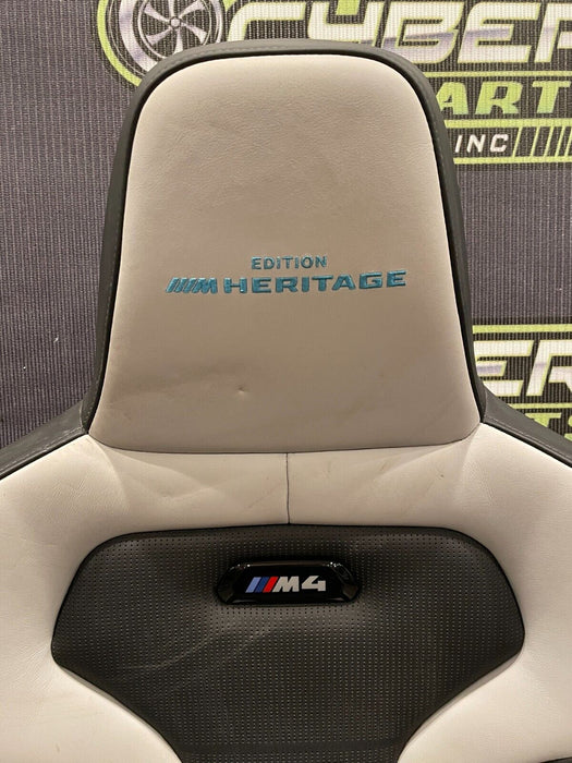 2020 BMW M4 F82 FRONT RIGHT BLACK & WHITE LEATHER SEAT HERITAGE EDITION OEM READ
