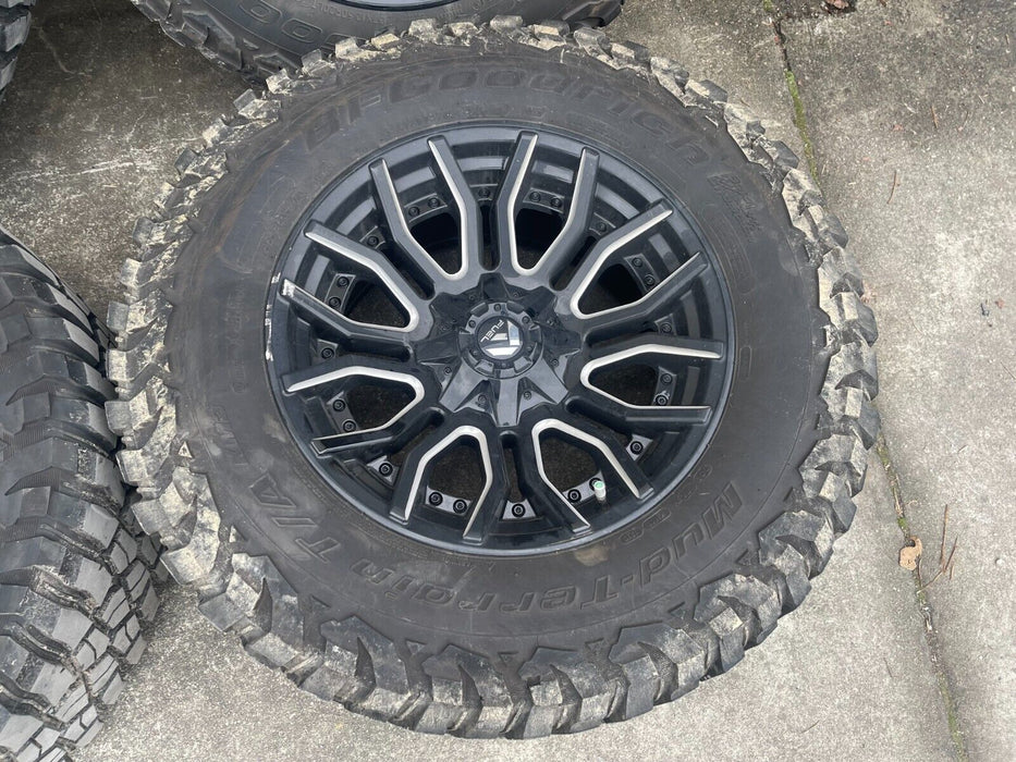 8X180 CHEVY GMC 2500 FUEL RIMS 20X10 37X12.50R20LT BFGoodrich Mud-Terrain Tires