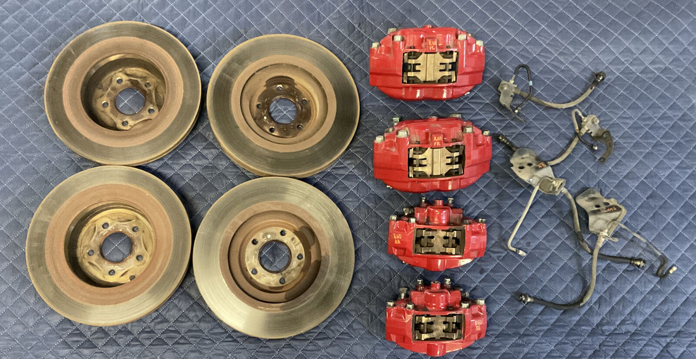 2017 INFINITI Q50 RED SPORT CALIPERS W/ FRONT REAR BRAKE LINES & ROTORS (4) OEM