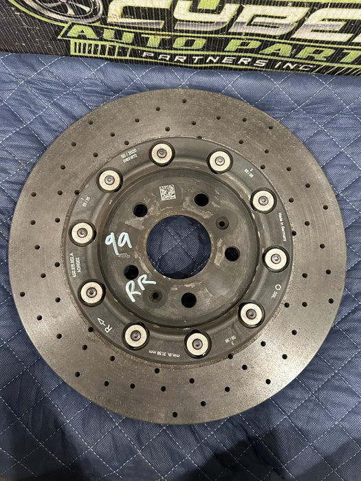 2021 AUDI R8 REAR PASSENGER RIGHT CARBON CERAMIC BRAKE ROTOR OEM 4S0 615 602 A