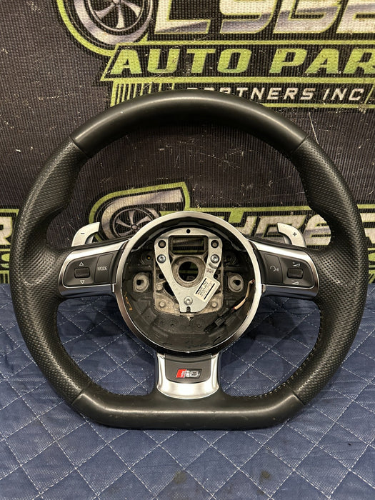 2014 AUDI R8 V10 BLACK LEATHER STEERING WHEEL W PADDLE SHIFTER OEM