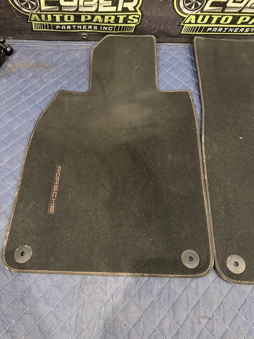 2014 PORSCHE 911 TURBO S FRONT LEFT RIGHT CARPET MATS OEM * SLIGHT WEARS*