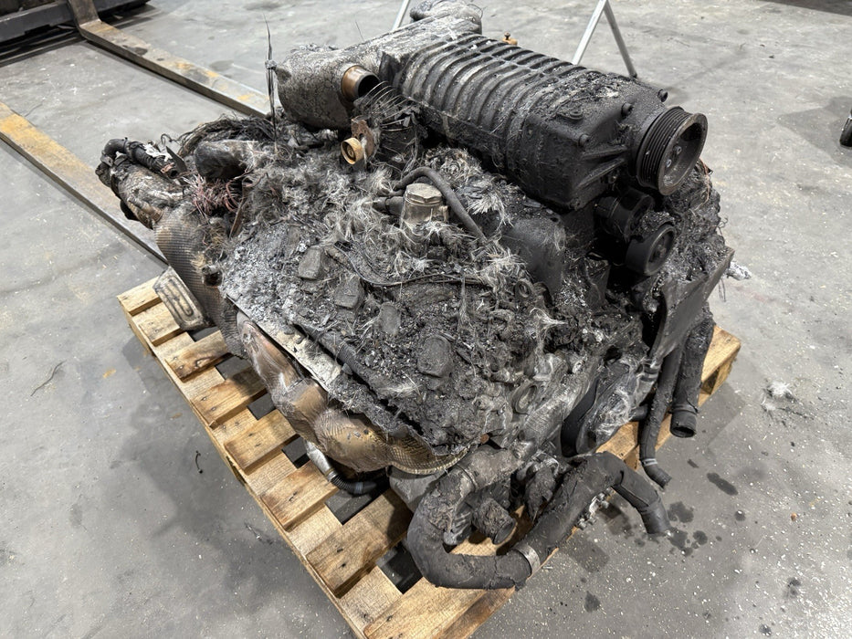 2014 AUDI R8 5.2L V10 ENGINE TRANSMISSION ESS SUPERCHARGER *BURNT* -BUILT BLOCK-