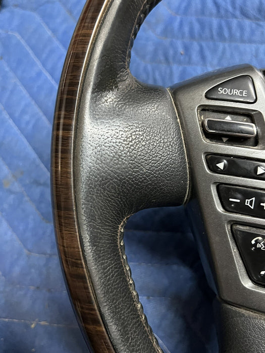 2016-19 NISSAN TITAN XD PLATINUM RESERVE LEATHER STEERING WHEEL OEM ~MINOR WEAR~