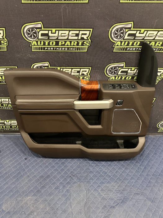 2017-2019 FORD F250 F350 F450 KING RANCH BROWN FRONT LEFT DOOR PANEL OEM *FLAWS*