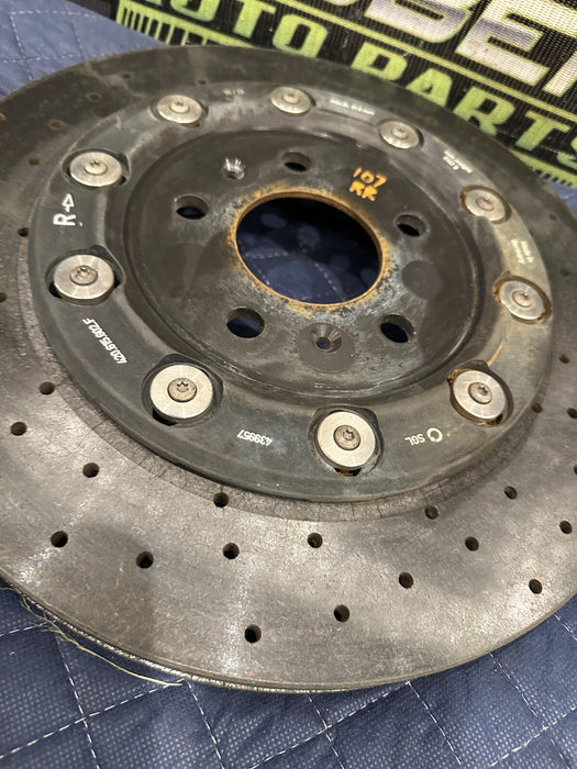2014 AUDI R8 REAR RIGHT PASSENGER CARBON CERAMIC BRAKE ROTOR OEM 420 615 602 F