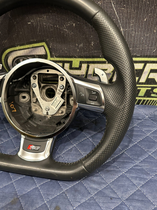 2014 AUDI R8 V10 BLACK LEATHER STEERING WHEEL W PADDLE SHIFTER OEM
