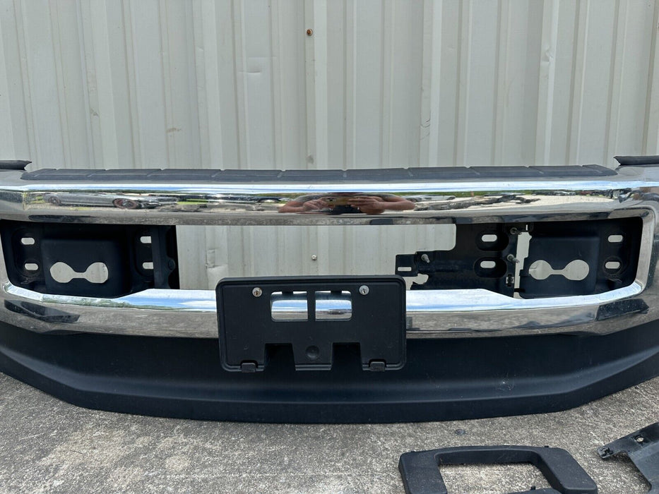2017-2019 FORD F250 F350 CHROME FRONT BUMPER OEM W/ BRACKETS *MISSING HARDWARE*