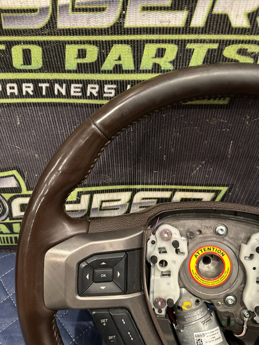 2019 FORD F250 F350 F450 BROWN LEATHER STEERING WHEEL ADAPTIVE CRUISE OEM ~WEAR~